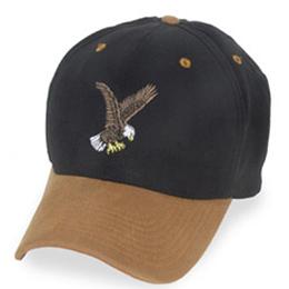 Black with Eagle Logo and Suede Visor - Structured Baseball Cap