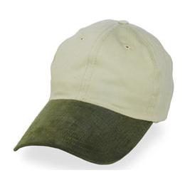 Cream with Olive Long Visor - Unstructured Baseball Cap