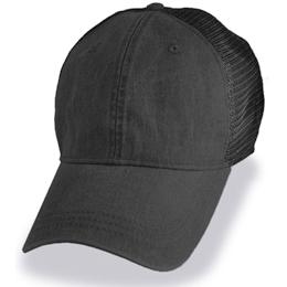 Black with Mesh Weathered - Unstructured Baseball Cap
