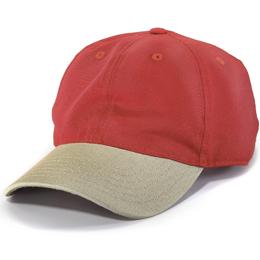 Red with Khaki Visor - Unstructured Baseball Cap